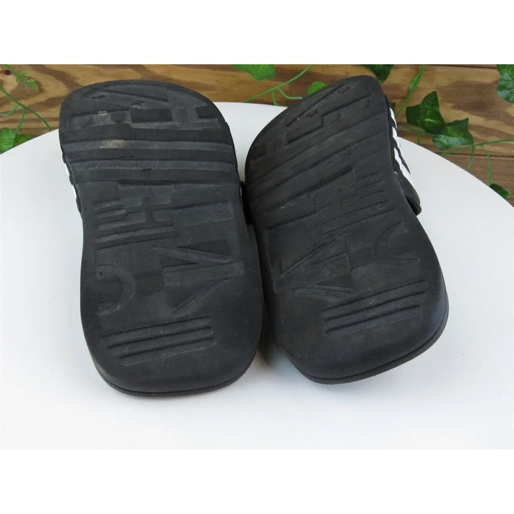 adidas Shoes Sz 2 Slide Boys Youth Black Synthetic Hook & Loop‎ Medium